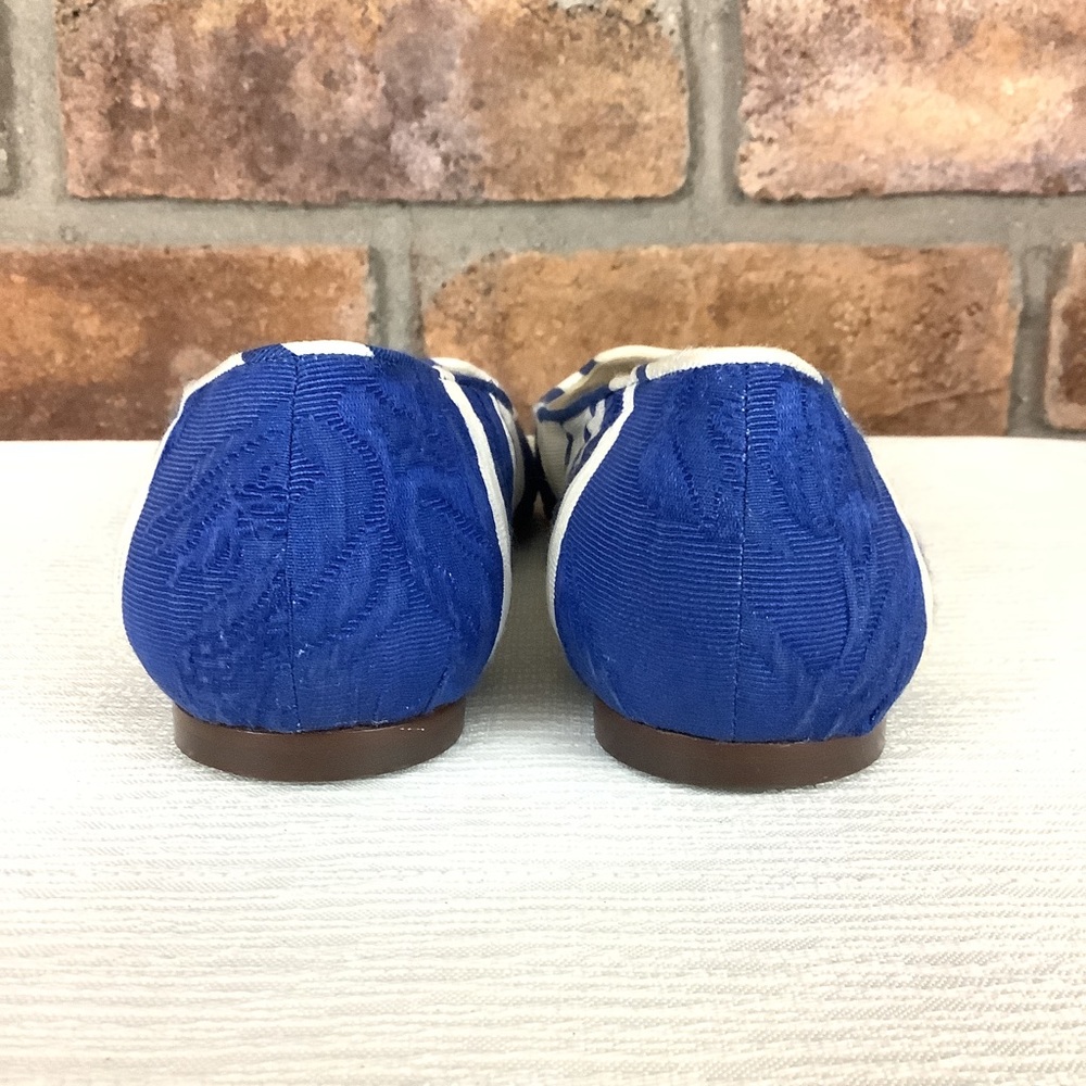 DOLCE & GABBANA Blue/White Stripe Brocade Slip-On Flats - Picture 6 of 16